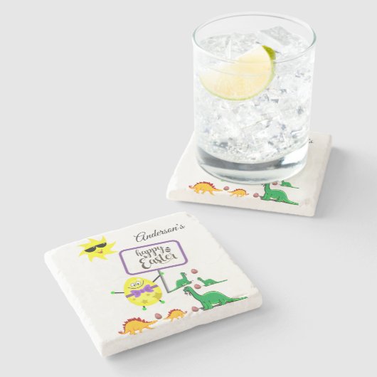 Marble Stone Onderzetter Easter Dinosaur (Zijkant)