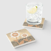 Marble Stone Onderzetter Floral (Zijkant)