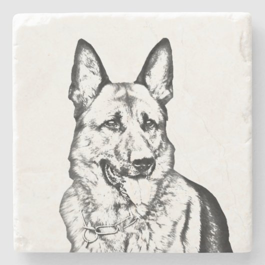 Marble Stone Onderzetter - German Shepherd (Voorkant)