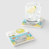 Marble Stone Onderzetter Gone Vist Ocean Shark (Zijkant)