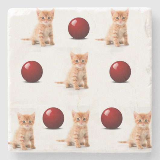 Marble Stone Onderzetter Kitten (Voorkant)