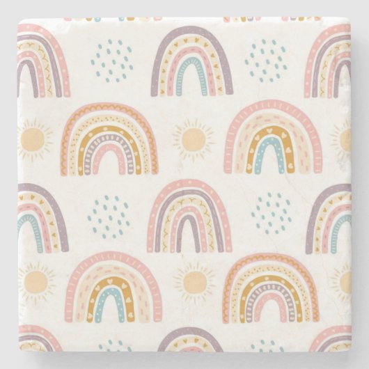 Marble Stone Onderzetter Rainbow Waterverf (Voorkant)