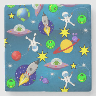 Marble Stone Onderzetter Spaceship Aliens Astronau