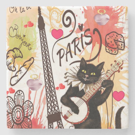 Marble Stone Onderzetter Valentijnsdag Paris (Voorkant)