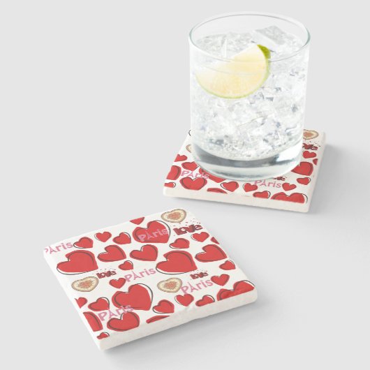 Marble Stone Onderzetter Valentijnsdag Paris Frank (Zijkant)