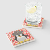 Marble Stone Onderzetter Valentijnsdag Penguin (Zijkant)
