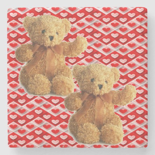 Marble Stone Onderzetter Valentijnsdag Teddy Bear (Voorkant)