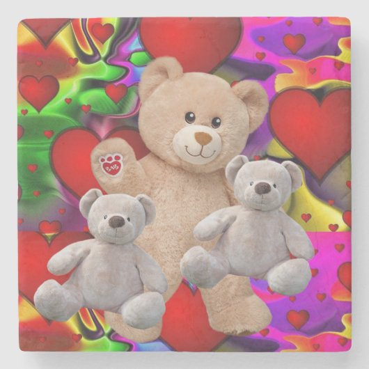 Marble Stone Onderzetter Valentijnsdag Teddy Bear (Voorkant)