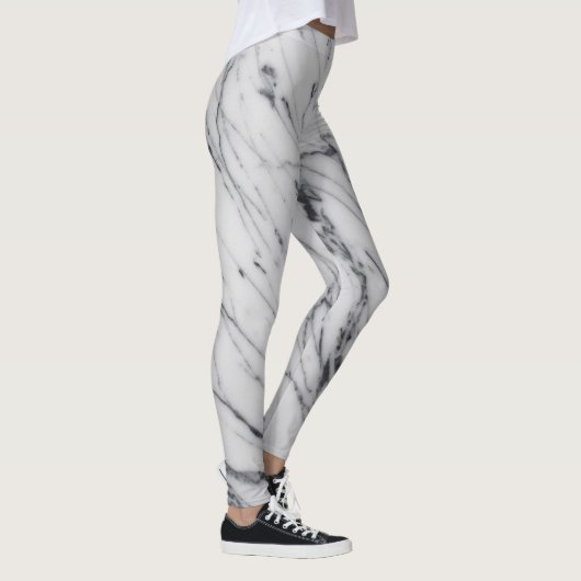 Marble Stone Pattern White Black Abstract actief Leggings (Rechts)