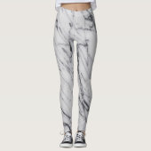 Marble Stone Pattern White Black Abstract actief Leggings (Voorkant)