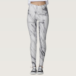 Marble Stone Pattern White Black Abstract actief Leggings
