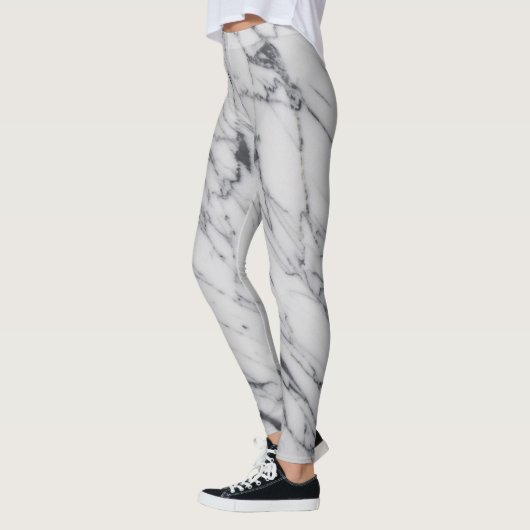 Marble Stone Pattern White Black Abstract actief Leggings (Links)