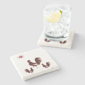 Marble Stone Rooster Stenen Onderzetter (Zijkant)