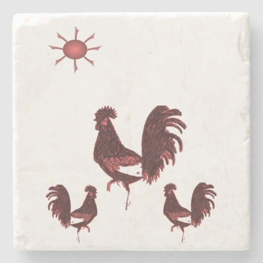 Marble Stone Rooster Stenen Onderzetter (Voorkant)