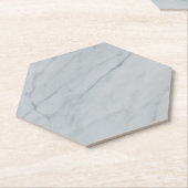 Marble Stone White Hexagon Paper Onderzetter (Schuin)