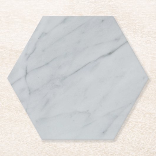 Marble Stone White Hexagon Paper Onderzetter (Voorkant)