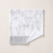 Marble Style Grijs Wit Monogram Initiaal Badkamer Bad Handdoek (Wasdoekje)