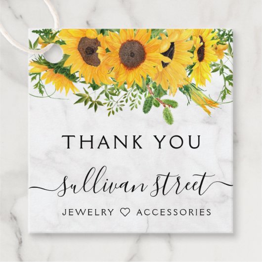 Marble Sunflower Bracelet Business Dank u Label (Voorkant)