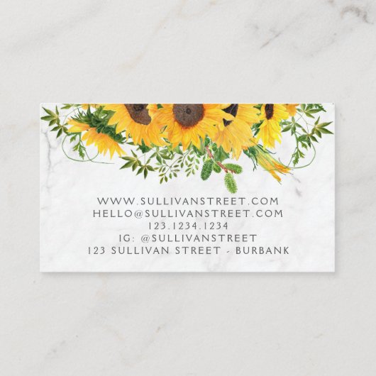 Marble Sunflower Jewelry Boutique Visitekaartje (Achterkant)