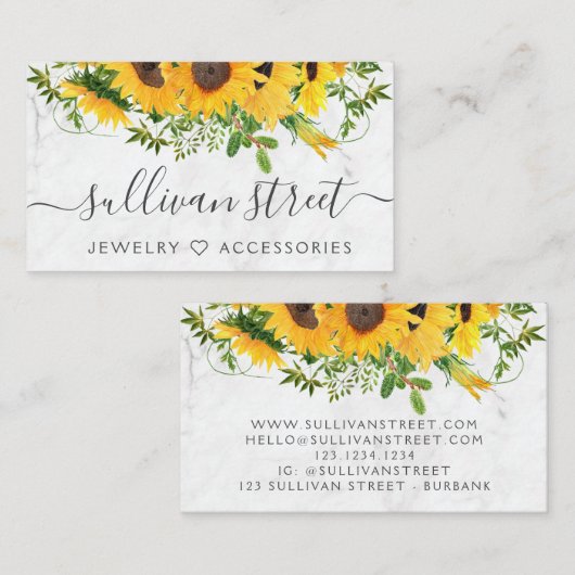 Marble Sunflower Jewelry Boutique Visitekaartje (Voorkant / Achterkant)