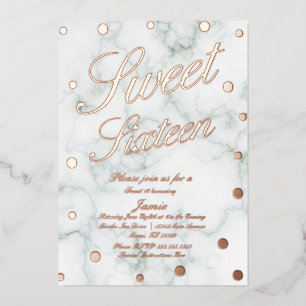Marble Sweet Sixteen Roos Gold Ppress Folie Uitnodiging