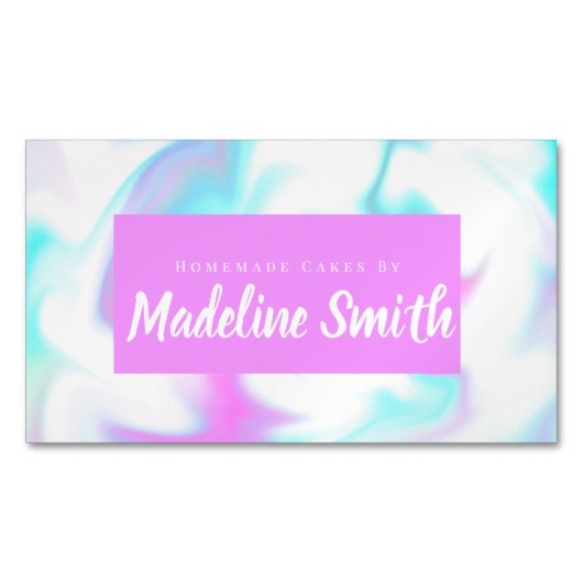 Marble Swirl Abstracte Homemade Cake Bakery Magnetisch Visitekaartje (Voorkant)