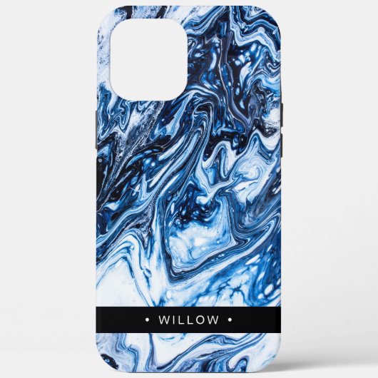 Marble Swirl Navy Blue , gepersonaliseerd Case-Mate iPhone Case (Achterkant)