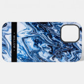 Marble Swirl Navy Blue , gepersonaliseerd iPhone Hoesje (Achterkant horizontaal)