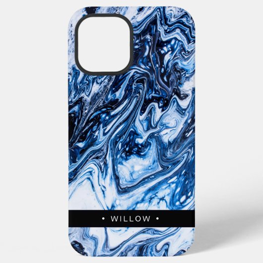 Marble Swirl Navy Blue , gepersonaliseerd iPhone Hoesje (Achterkant)