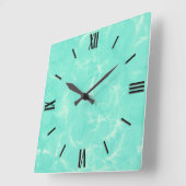 Marble swirl print - aqua blue vierkante klok (Hoek)