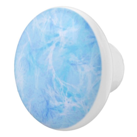 Marble swirl print - sky blue keramische knop (Rechts)