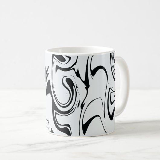 Marble Swirl Texture - Black and White Tones Koffiemok (Voorkant rechts)