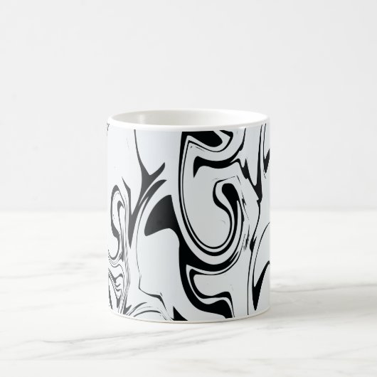Marble Swirl Texture - Black and White Tones Koffiemok (Center)