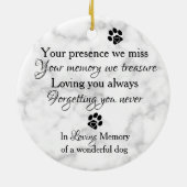 Marble Sympathpathy Quote Dog Foto Pet Memorial Keramisch Ornament (Achterkant)