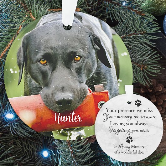 Marble Sympathpathy Quote Dog Foto Pet Memorial Ornament
