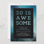 Marble Teal Modern Typography 30th Birthday Party Kaart (Voorkant)