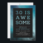 Marble Teal Modern Typography 30th Birthday Party Kaart<br><div class="desc">Let's celebrate your 30th birthday with this stylish party invitation. This design features modern typography "30 is Awesome" with a beautiful blue-green tone background. More birthday invitations and party supplies are available at my shop BaraBomDesign. If you need a custom design,  please contact me via email barabomdesign@gmail.com</div>