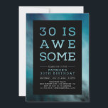 Marble Teal Modern Typography 30th Birthday Party Kaart<br><div class="desc">Let's celebrate your 30th birthday with this stylish party invitation. This design features modern typography "30 is Awesome" with a beautiful blue-green tone background. More birthday invitations and party supplies are available at my shop BaraBomDesign. If you need a custom design,  please contact me via email barabomdesign@gmail.com</div>