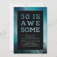 Marble Teal Modern Typography 30th Birthday Party