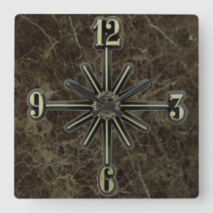 Marble Tegel Sunburst Dial Wall Clock Vierkante Klok