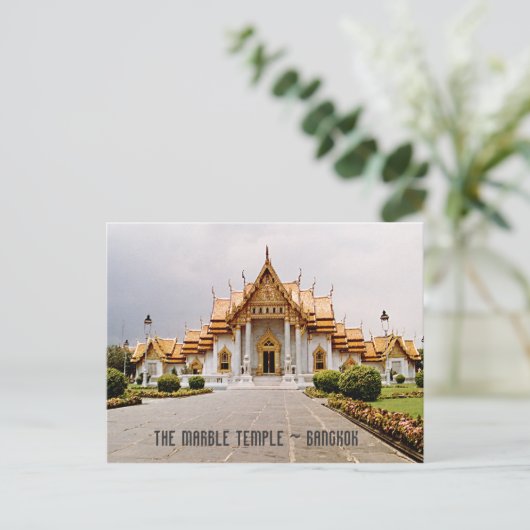 Marble Temple of Gold over Khmer Lion Bangkok Kaar Briefkaart (Staand voorkant)