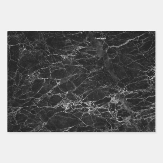 Marble Textern Pattern Blue White Black Inpakpapier Vel (Voorkant 3)