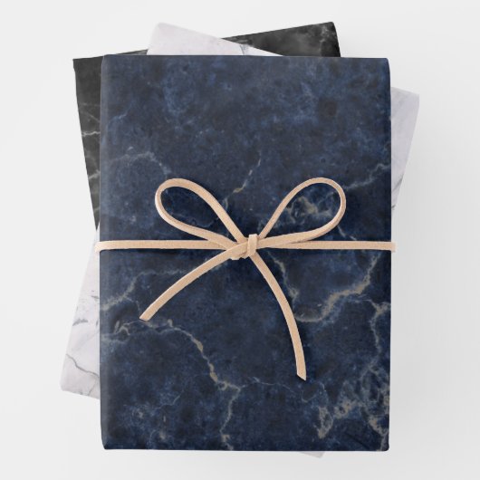 Marble Textern Pattern Blue White Black Inpakpapier Vel (In situ)