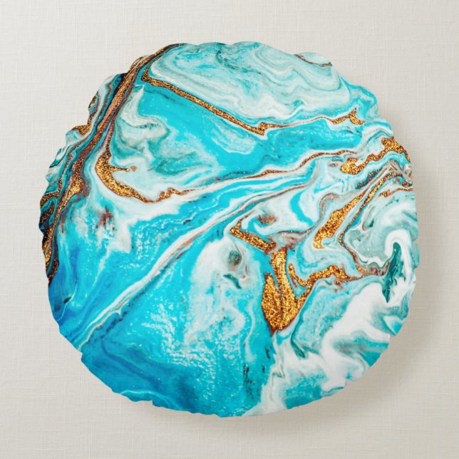 Marble texture. Eastern technique. Contemporary ar Rond Kussen (Voorkant)