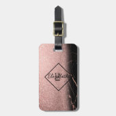 Marble Texture, Glitter Monogram-Gepersonaliseerd Bagagelabel (Voorkant verticaal)