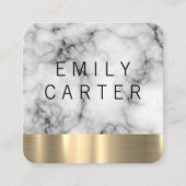 Marble Texture Gold Metal Trim Vierkante Visitekaartje (Voorkant)