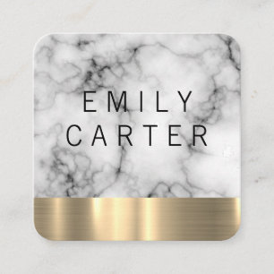 Marble Texture Gold Metal Trim Vierkante Visitekaartje