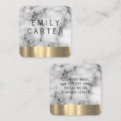 Marble Texture Gold Metal Trim Vierkante Visitekaartje (Voorkant / Achterkant)