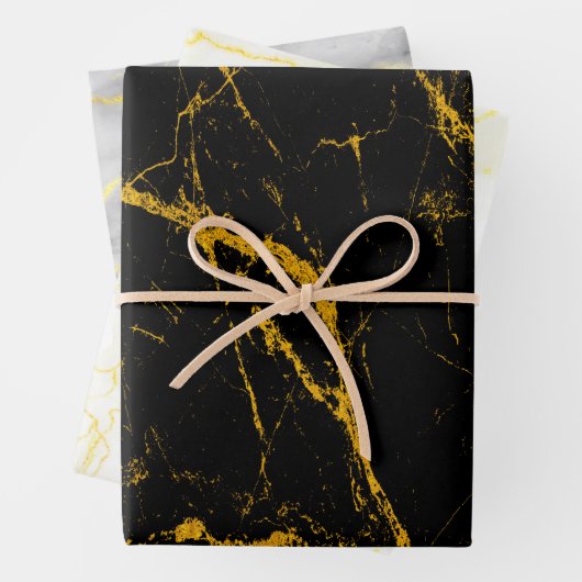 Marble Texture Gold Veins Wrapping Paper Sheets (In situ)