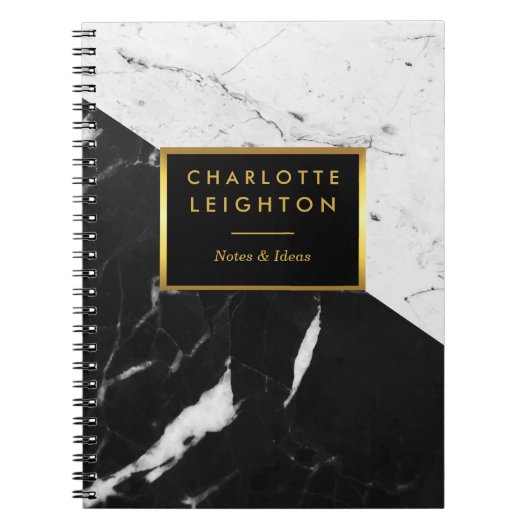 Marble Texture Notebook modern Gold-gepersonalisee Notitieboek (Voorkant)